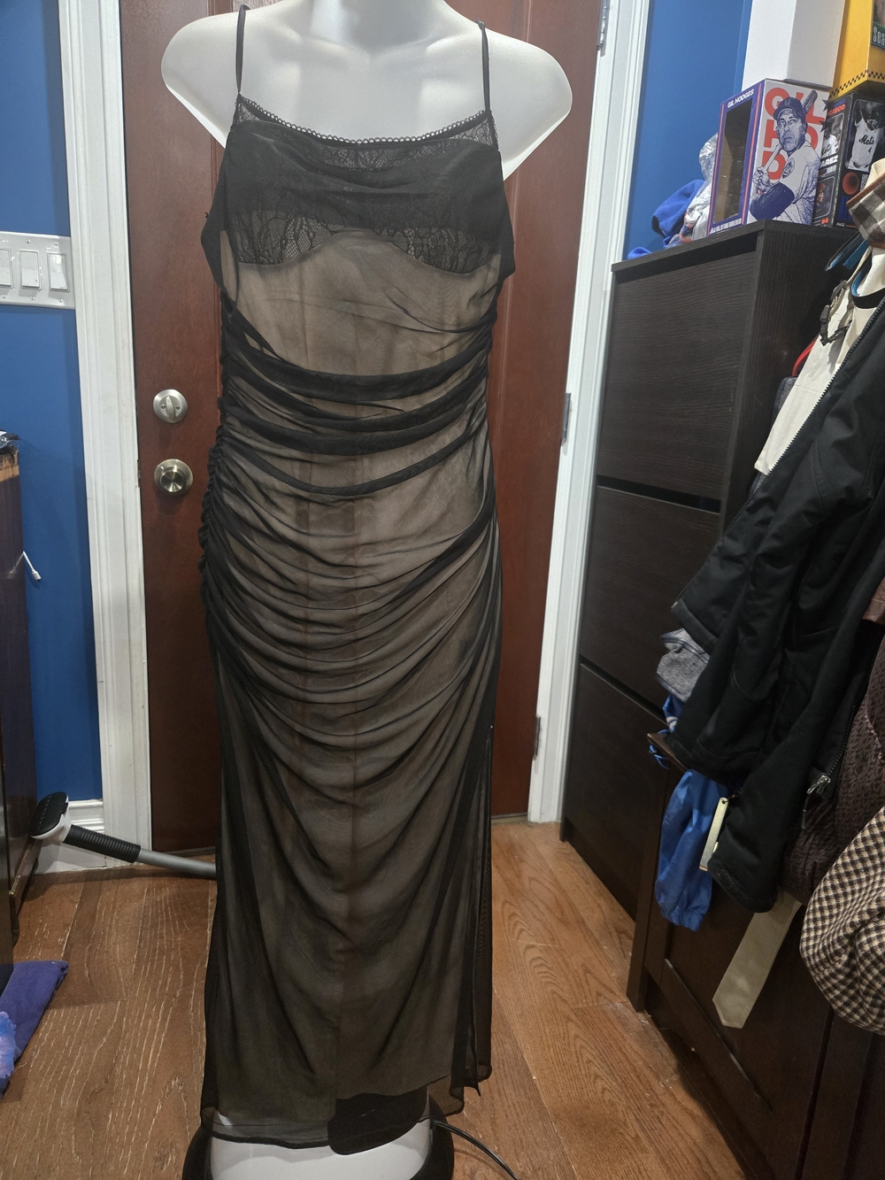 Rita Ora X Primark Sheer Black Over Nude Lace Slip Dress, Med- Limited Edition